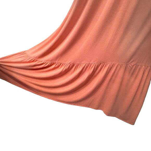 Alfani Medium Tiered Midi Dress Sleeveless Round Neck Keyhole Coral New - Picture 2 of 9